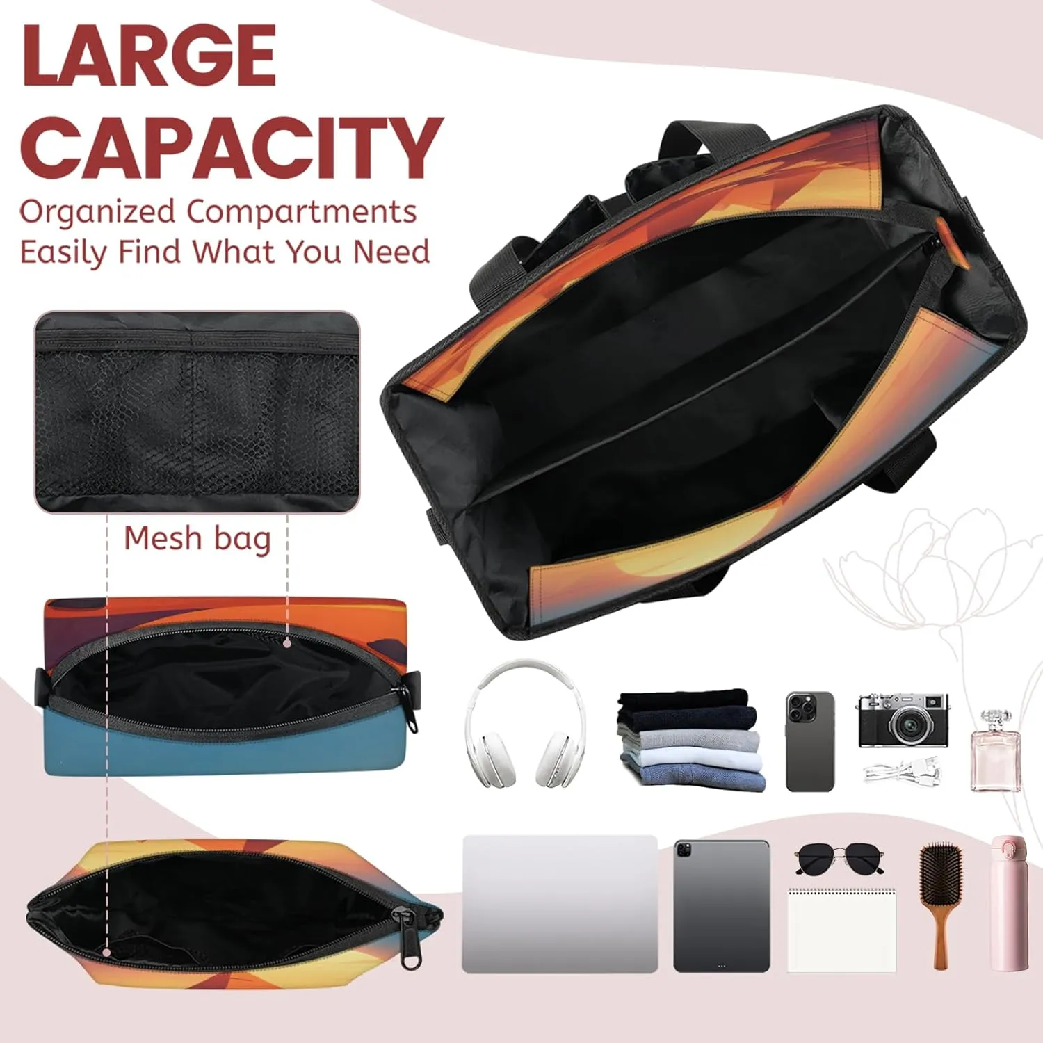 Tote Satchel Bag Set 3PCS for Women,Travel Shoulder Bag Handbag and Wallet Daily Use05