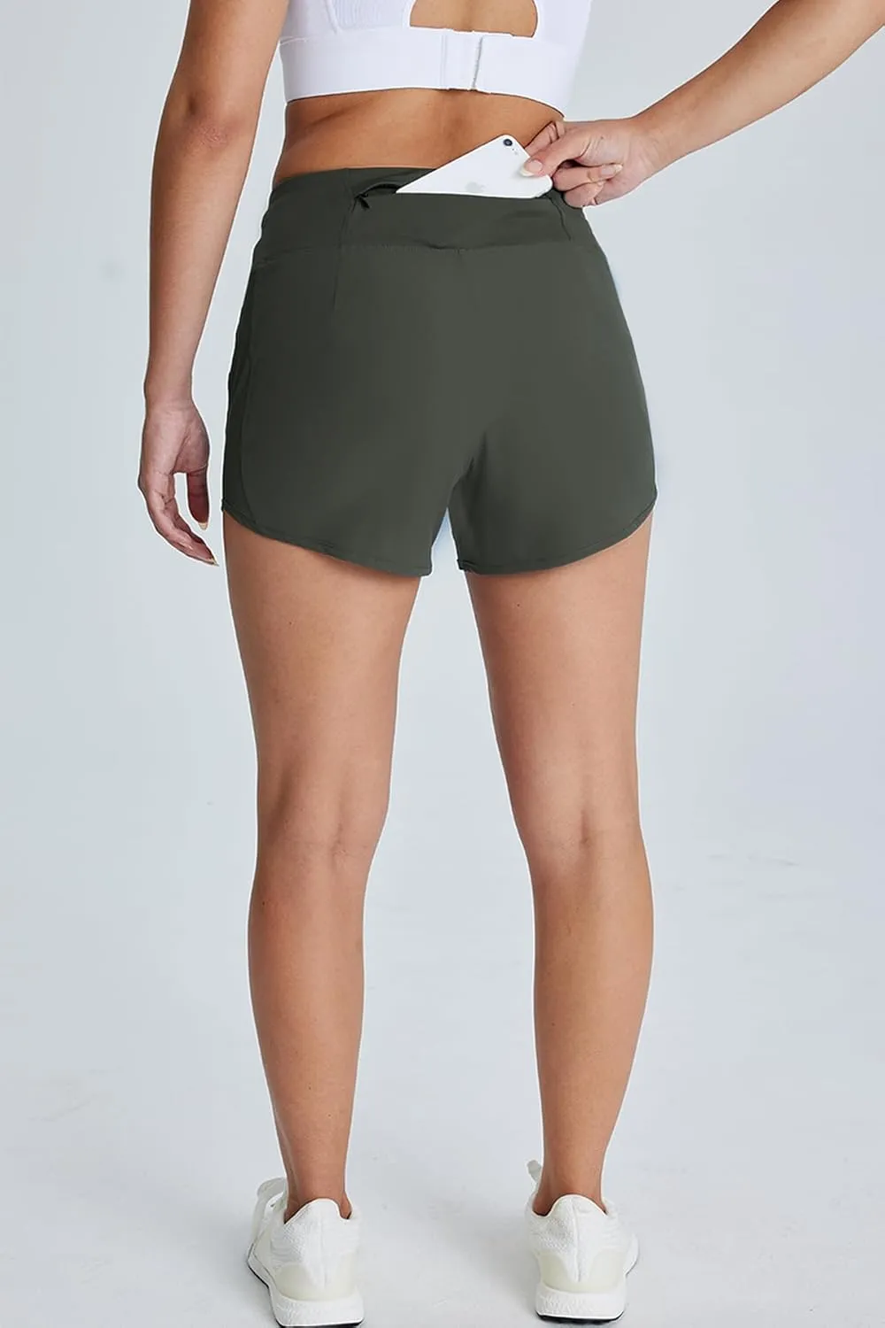 Tough Mode Athletic Shorts for Women, Gym Shorts Women, Elastic Running Sport Workout Yoga, Ultra Soft Short with Zip Pocket