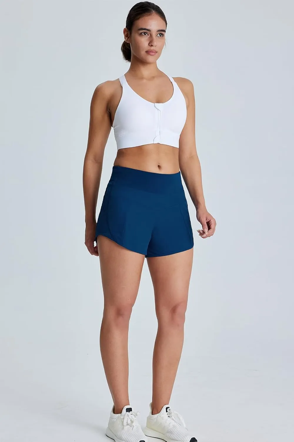 Tough Mode Athletic Shorts for Women, Gym Shorts Women, Elastic Running Sport Workout Yoga, Ultra Soft Short with Zip Pocket