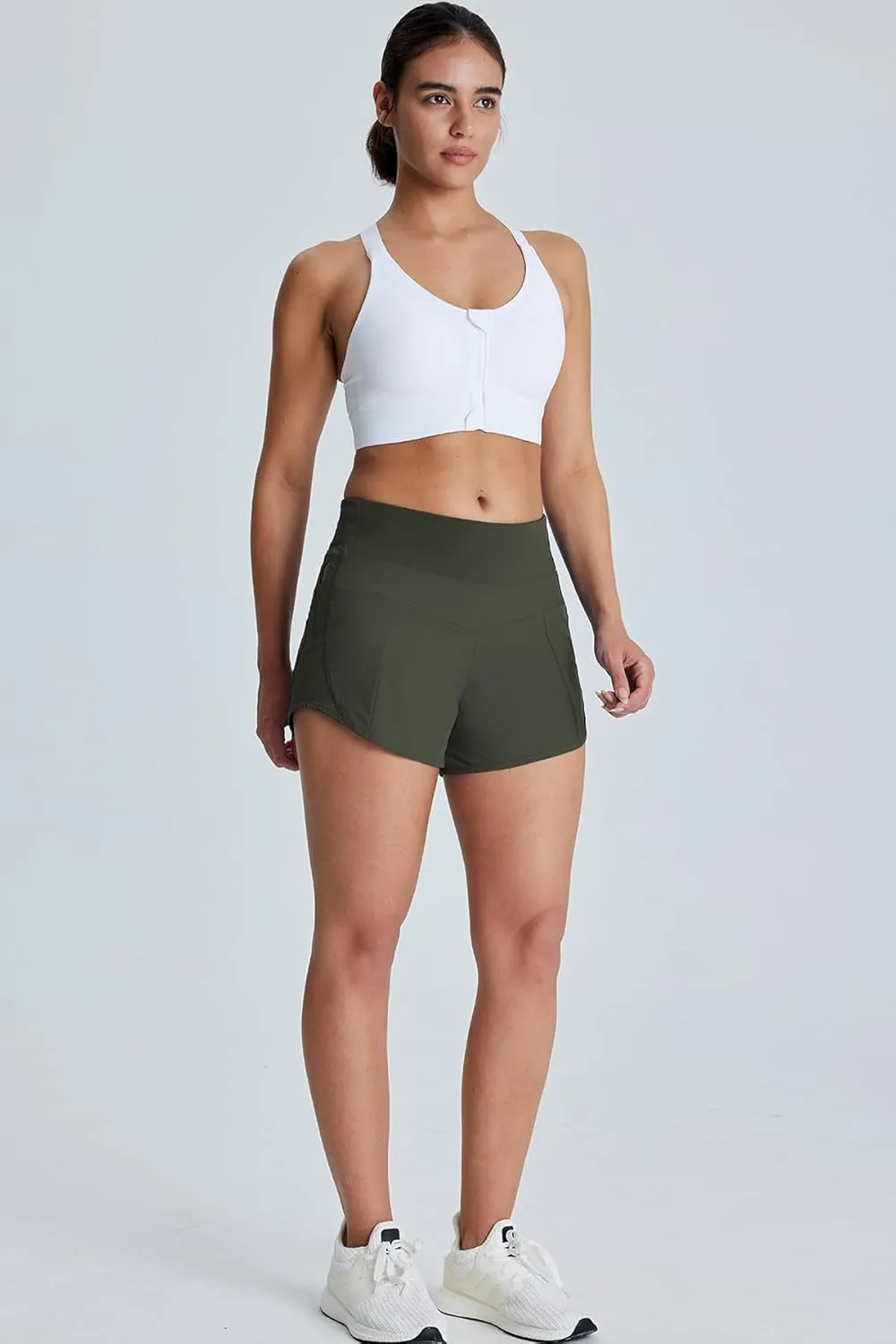 Tough Mode Athletic Shorts for Women, Gym Shorts Women, Elastic Running Sport Workout Yoga, Ultra Soft Short with Zip Pocket
