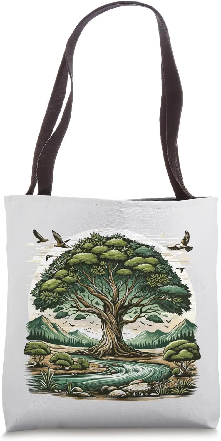 Tranquil Arboreal Design - Timeless Nature Art Tote Bag