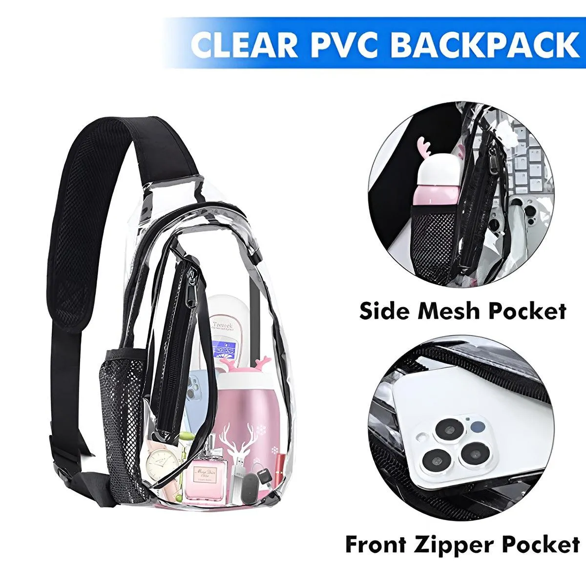 Transparent Chest Bag Outdoor Sports Crossbody Satchel Travel Gym Storage Bag
