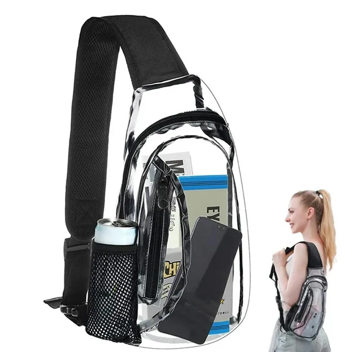 Transparent Chest Bag Outdoor Sports Crossbody Satchel Travel Gym Storage Bag