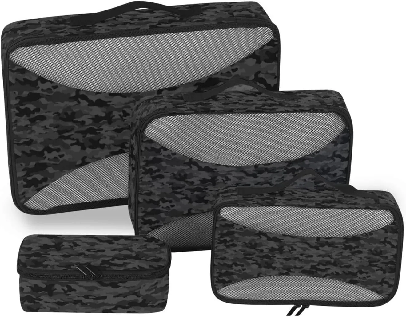 Travel Packing Cubes Set of 4 Luggage Bags Organizers Luggage Packing Cubes for Travel Packing Cubea Camo Black Gray