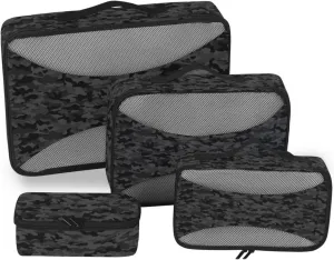 Travel Packing Cubes Set of 4 Luggage Bags Organizers Luggage Packing Cubes for Travel Packing Cubea Camo Black Gray