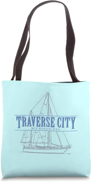 Traverse City Michigan Sailing Design Tote Bag