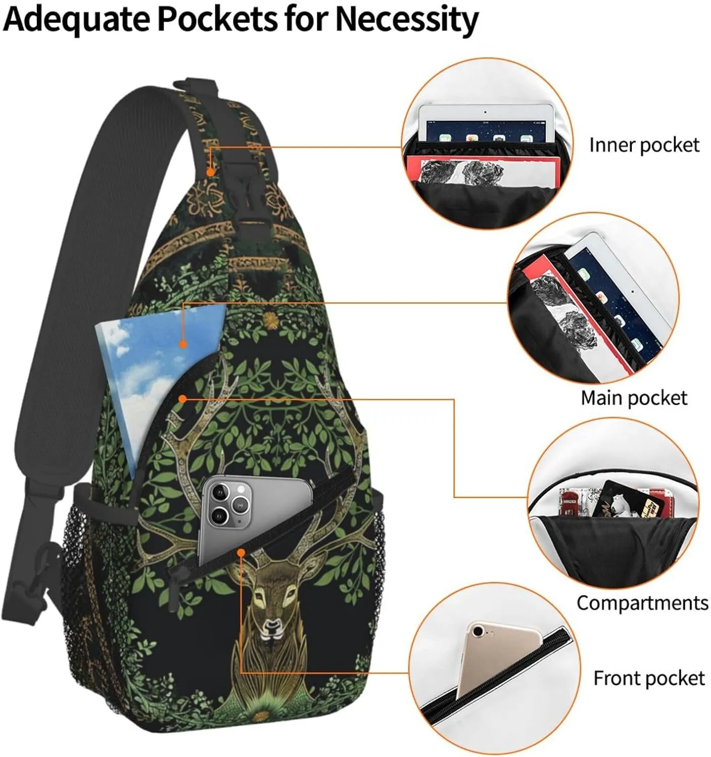 Tree And Life In Norse Sling Backpack Hiking Backpack Crossbody Bag Sports Lightweight And Durable Chest Bag Shoulder Bag For Women Men