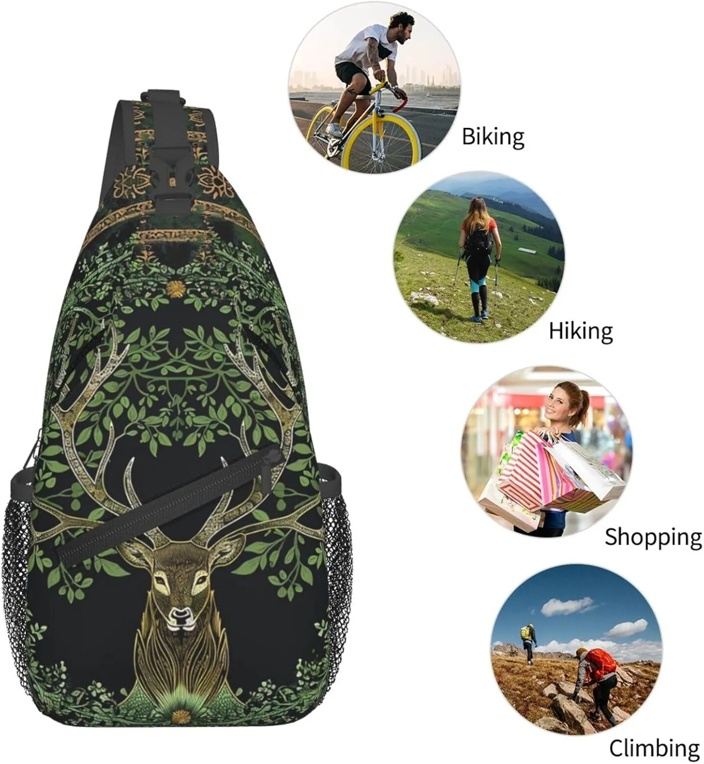 Tree And Life In Norse Sling Backpack Hiking Backpack Crossbody Bag Sports Lightweight And Durable Chest Bag Shoulder Bag For Women Men