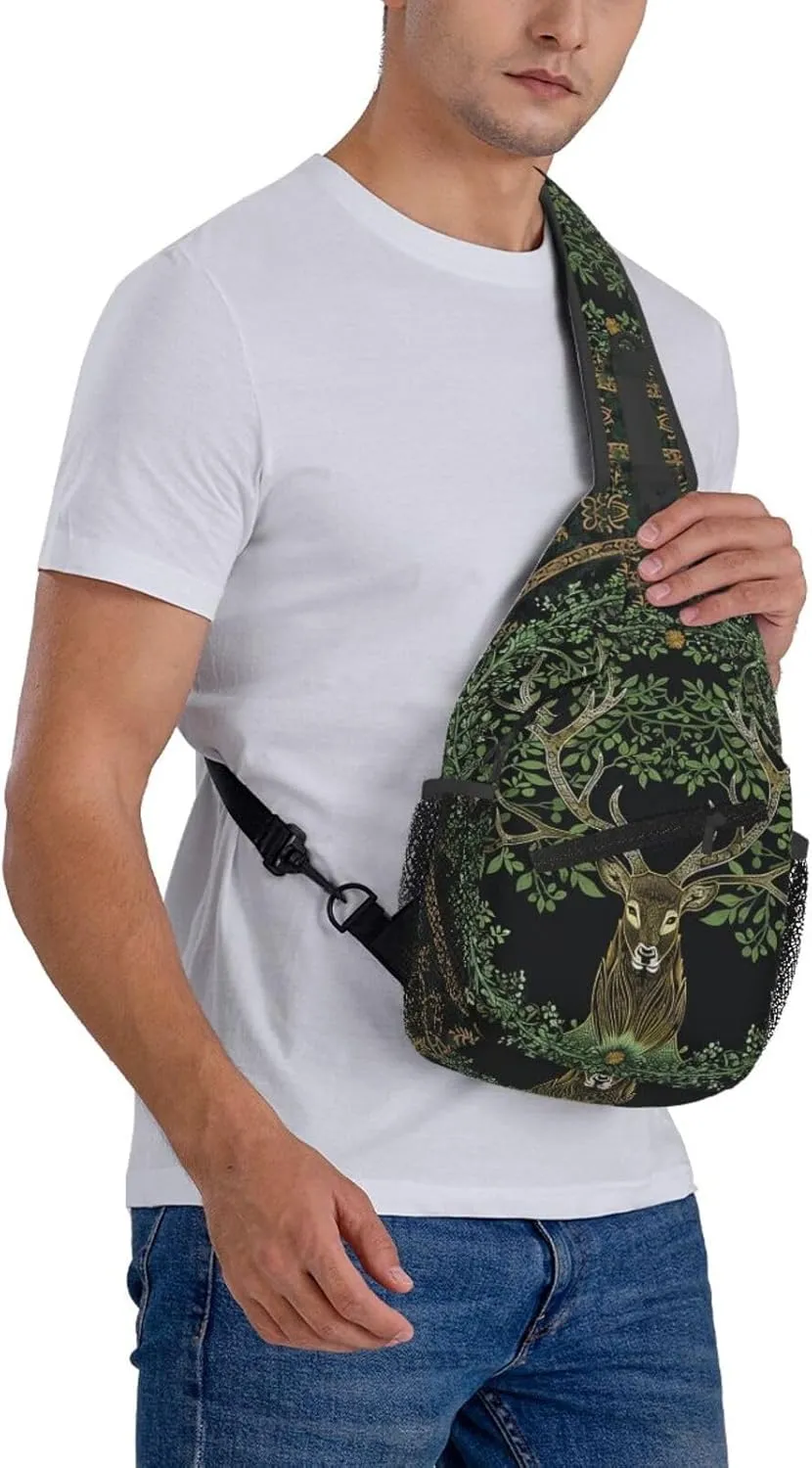 Tree And Life In Norse Sling Backpack Hiking Backpack Crossbody Bag Sports Lightweight And Durable Chest Bag Shoulder Bag For Women Men