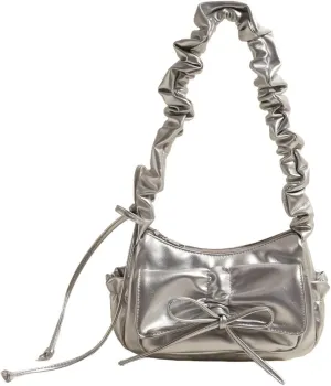 Trendy Folded Strap Crossbody Bag 2025 Bow Shoulder Tote Women Summer Commuter Handbag Drawstring Flap