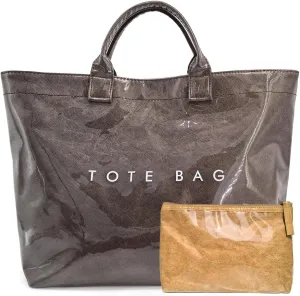 Trendy PVC Tote Bag for Women, Kraft Paper Letter Print Tote Bag Large Hobo Handbags with Top Handle