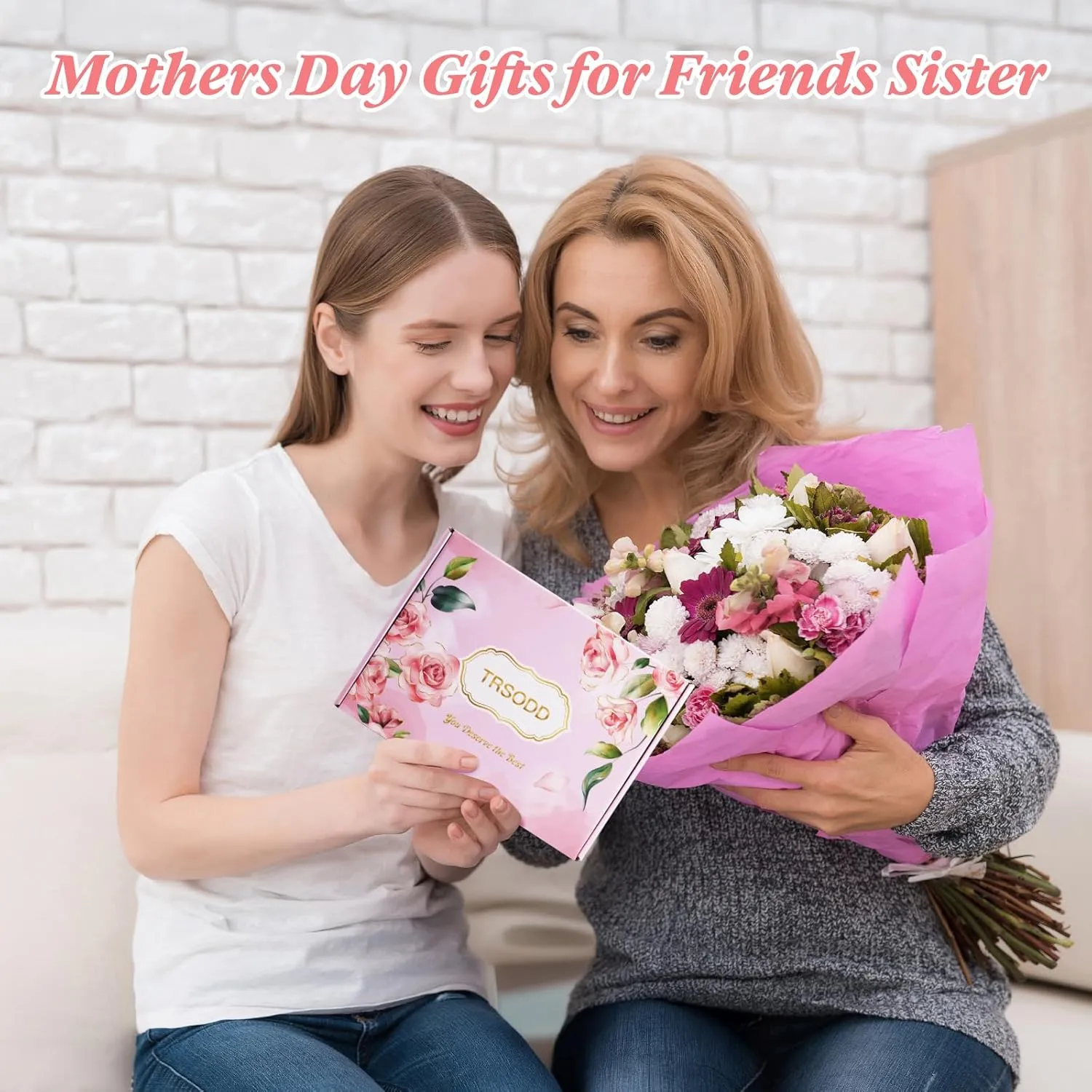 TRSODD Birthday Gifts for Women Mothers Day Gifts for Mom Wife Grandma Daughter Sister Teacher Friends Large Tote Bag and Makeup Bag U