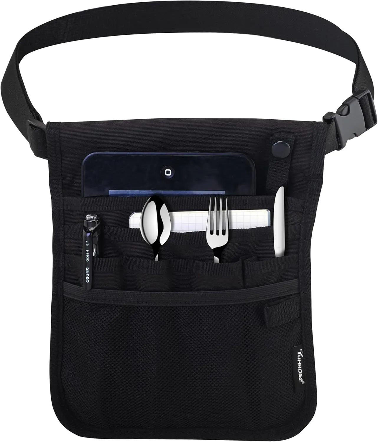 Tuhaoge Multi-pocket waitress waist bag, adjustable belt, waitress bag, hospital nurse waist bag, apron, café, restaurant, pub waitress apron bag