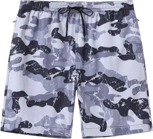 Tyhengta Men's Swim Trunks Quick Dry Beach Shorts with Zipper Pockets and Mesh Lining