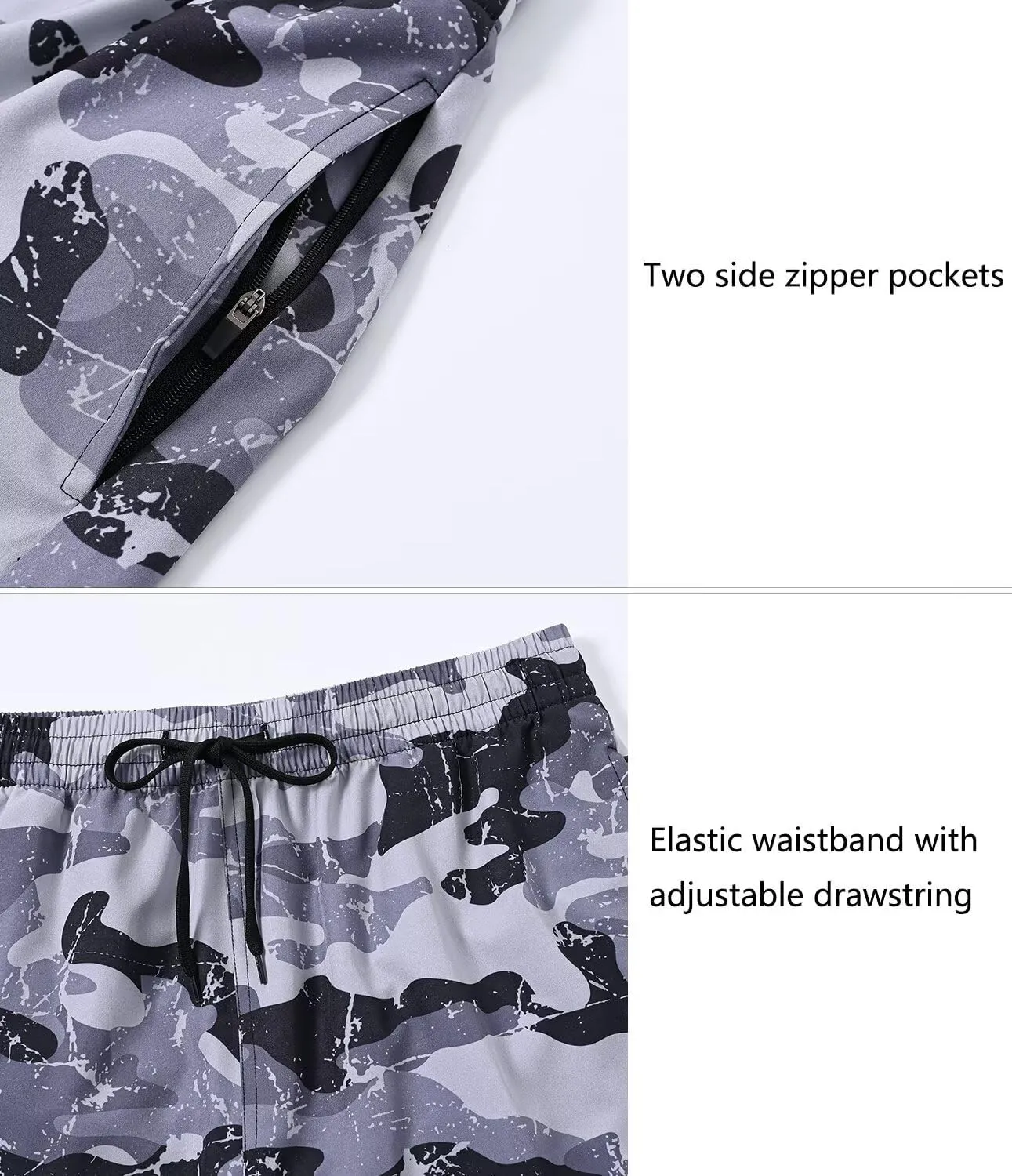 Tyhengta Men's Swim Trunks Quick Dry Beach Shorts with Zipper Pockets and Mesh Lining