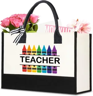 Undergo Teacher Tote Bags for Women - Canvas Tote Bag & Makeup Bag, Black, 17 x 11.8 x 7.8 inches, Adult Female Teachers