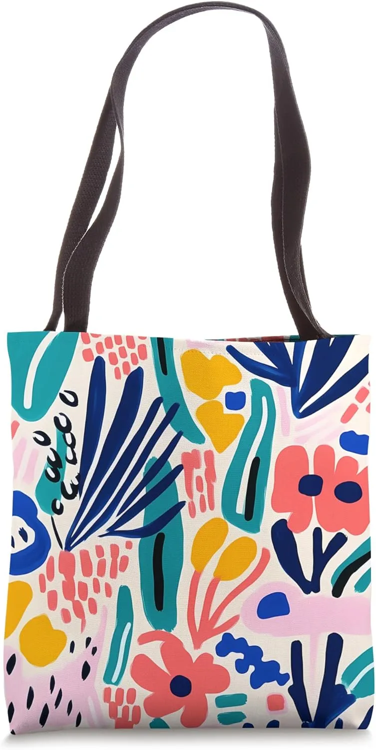 Unique Bold Abstract Floral Art Pattern Tote Bag