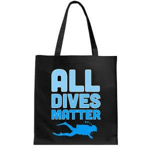 Unique Gift for Scuba Diving Diver All Dives Matte Navy Black Multicolor Canvas Tote Bag