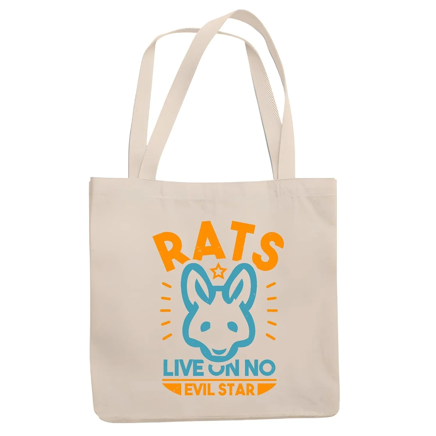 Unique Gifts for Rat Lovers featuring No Evil Star Motif Suitable Natural White Multicolor Canvas Tote Bag