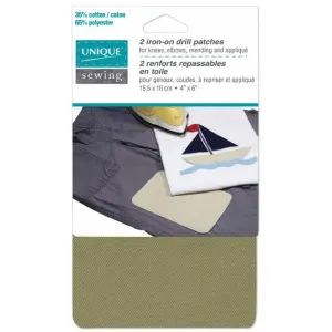 Unique Iron On Drill Patches - Khaki