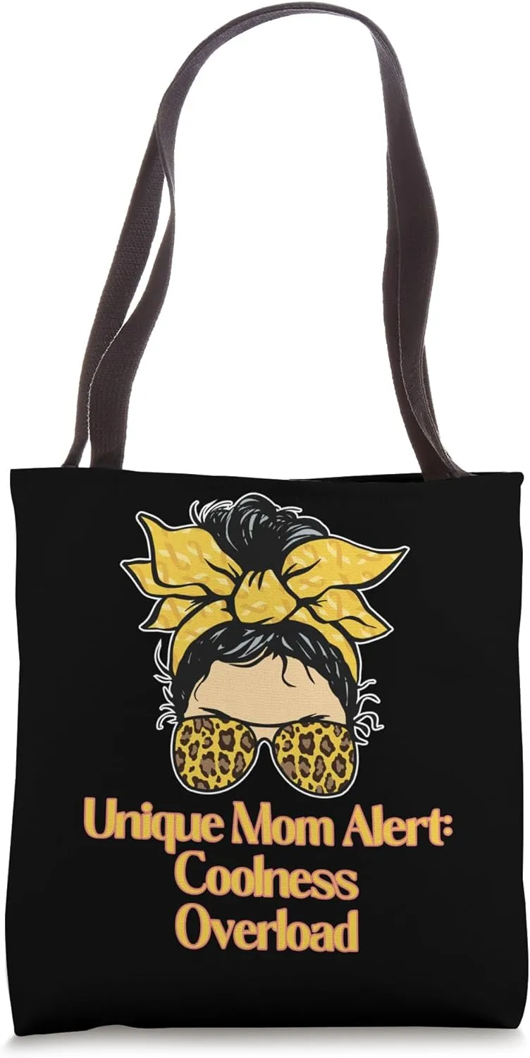 Unique Mom Alert Coolness Overload Amazing Motherhood Saying Tote Bag