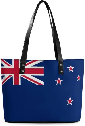 Unique New Zealand Flag Large Handbag Women Leather Ideal for Work and Leisure