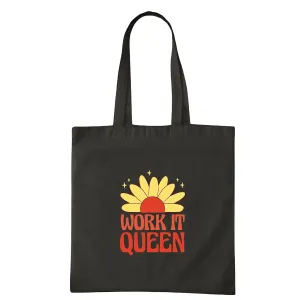 Unique Quote Flower Gift for Ambitious Women Show Strength and Determination with Style Navy Black Multicolor Canvas Tote Bag