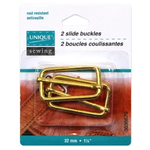 UNIQUE SEWING Slide Buckle - Metal - 32mm (11⁄4″) - Gold - 2 pcs