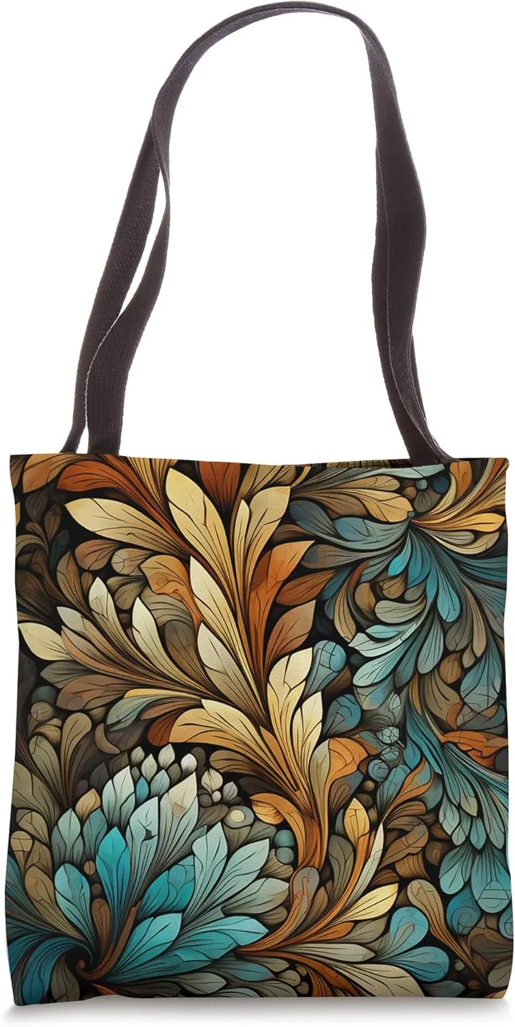 Unique Vintage Dramatic Fluffy Leaves Pattern Design leaf Tote Bag