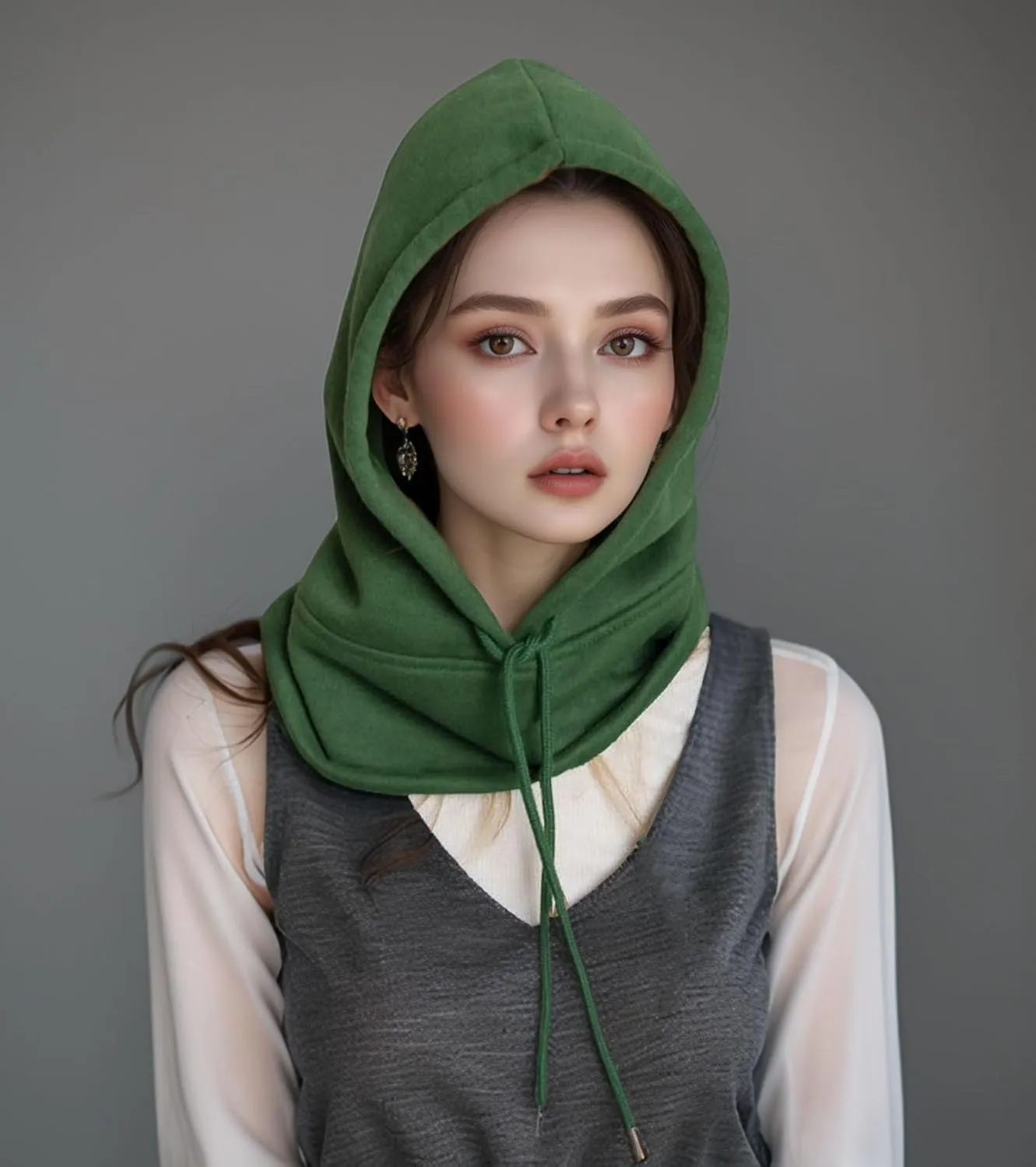 Unisex Sporty Snood Hat with drawstring Hood Scarf Neck Warmer Winter Balaclava Hood