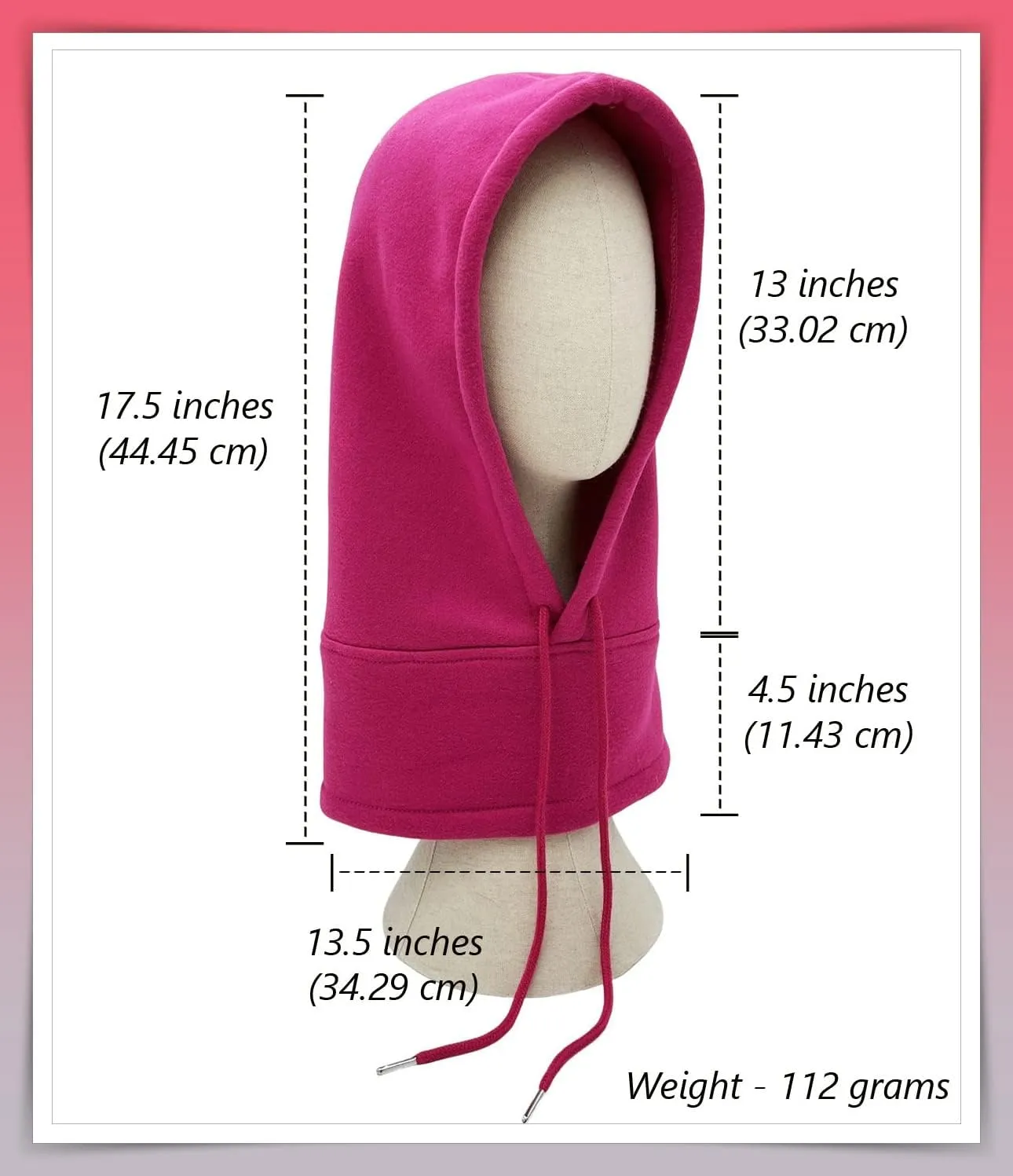 Unisex Sporty Snood Hat with drawstring Hood Scarf Neck Warmer Winter Balaclava Hood
