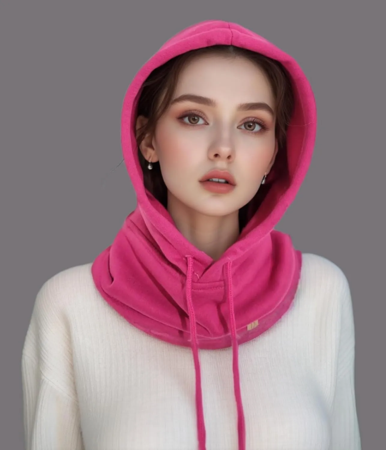 Unisex Sporty Snood Hat with drawstring Hood Scarf Neck Warmer Winter Balaclava Hood
