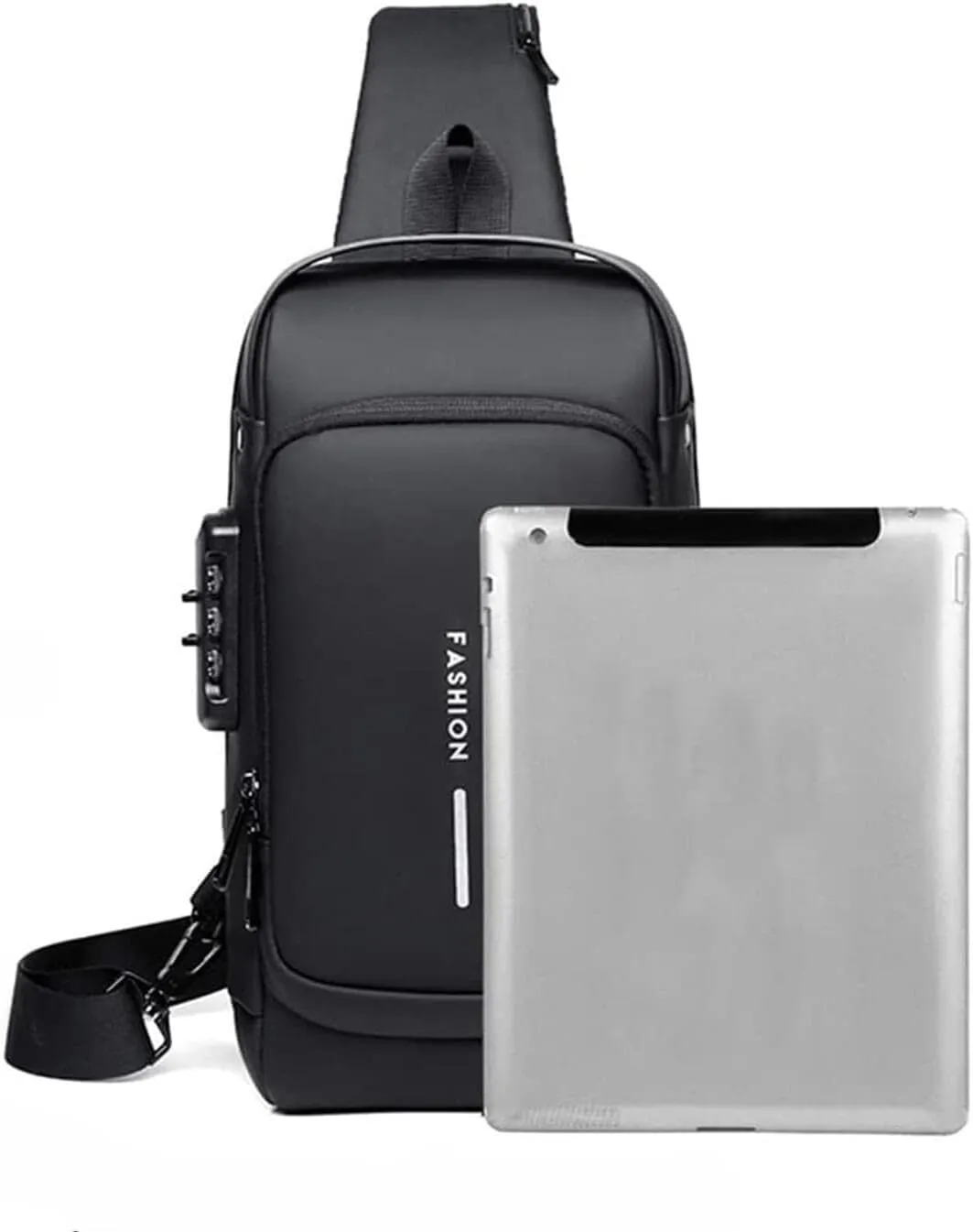 USB Charging Sport Sling Anti-Theft Shoulder Bag, Waterproof Crossbody Backpack, Sports Sling Bag with Anti-Theft Features, BLACK.