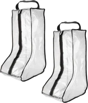 uxcell 2Pack Boot Storage Bag Portable, PVC Shoe Storage Bag with Zipper Clear Boots Cover Protector Bag for Short Boots and Tall Boots Storage Travel and Daily Use, Black Tall