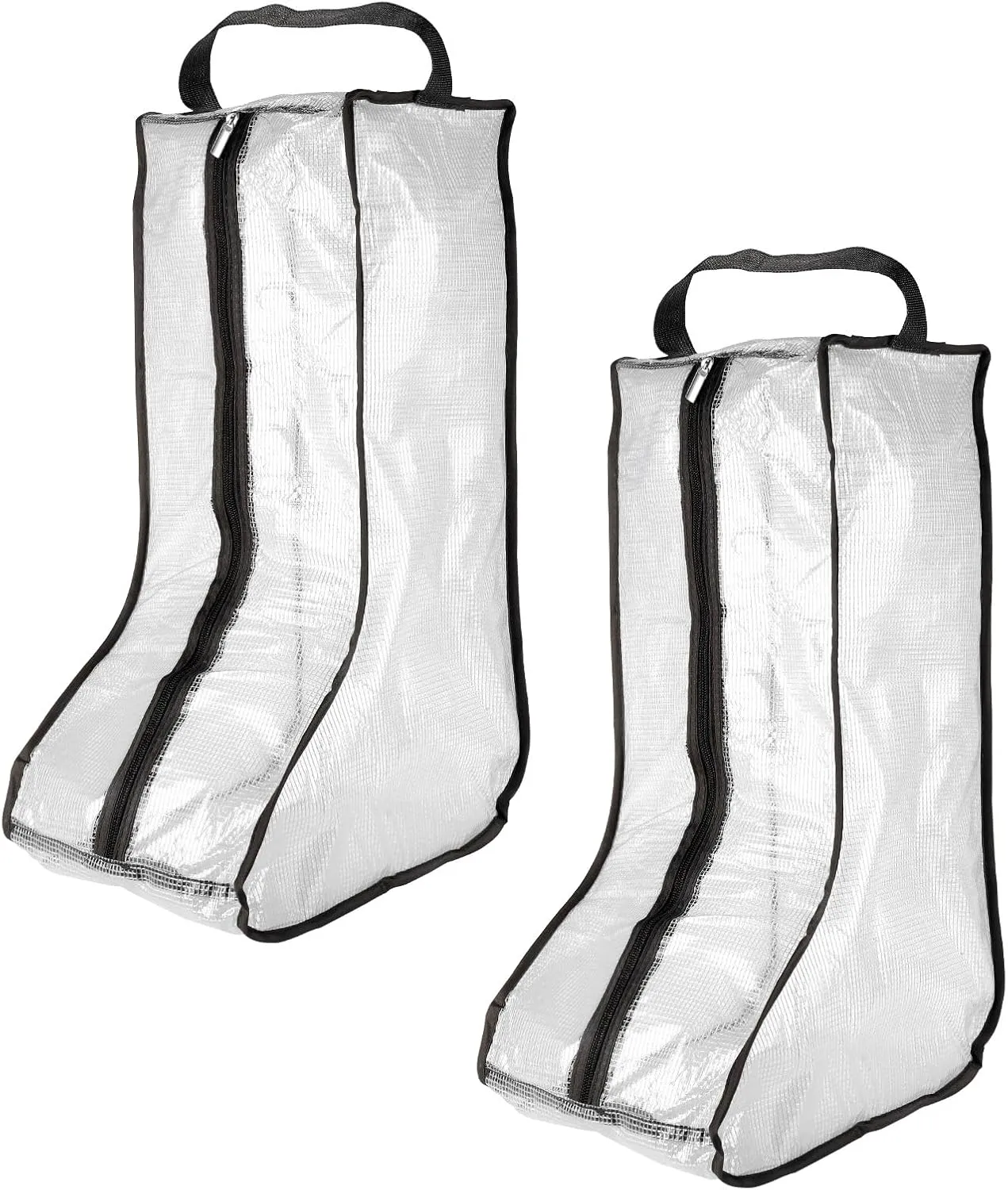 uxcell 2Pack Boot Storage Bag Portable, PVC Shoe Storage Bag with Zipper Clear Boots Cover Protector Bag for Short Boots and Tall Boots Storage Travel and Daily Use, Black Tall