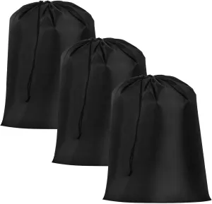 uxcell 3pcs Laundry Bag With Drawstring Closure 28" x 40" Extra Large Heavy Duty Clothes Bag for College Dorm Camp Travel Trip Storage, Black