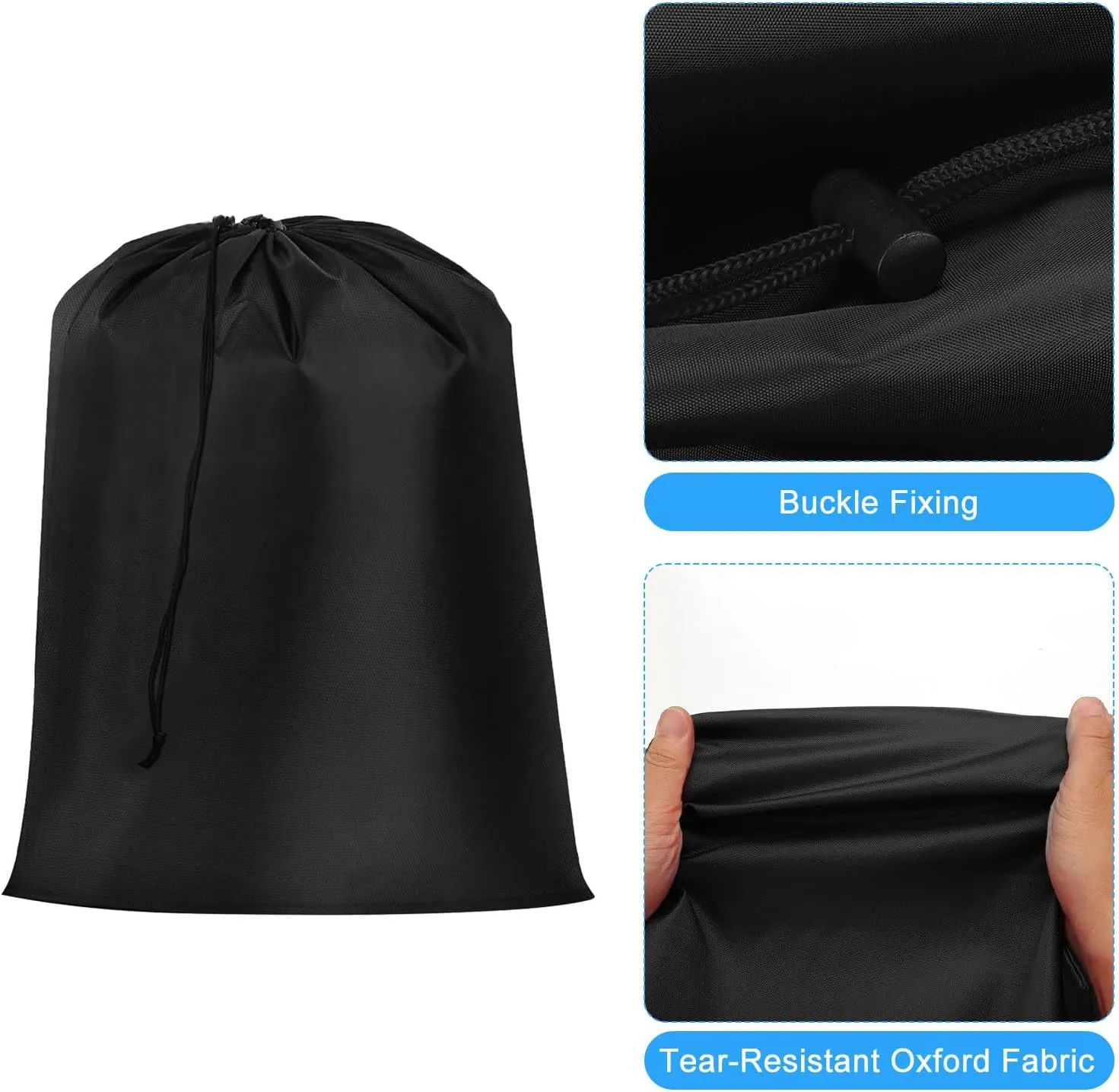uxcell 3pcs Laundry Bag With Drawstring Closure 28" x 40" Extra Large Heavy Duty Clothes Bag for College Dorm Camp Travel Trip Storage, Black