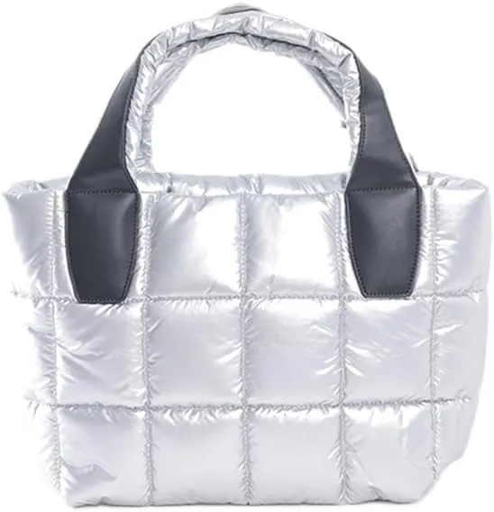 VAKAER Tote Bag with Zipper, Puffer Bag Women Padded Purse with Adjustable Strap Shoulder Crossbody Bag for Travel Work Gym