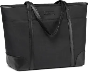 VASCHY Laptop Bag for Women, 15.6-17 Inch Lightweight Water Resistant Travel, Work,Teacher Tote Bag w Luggage Strap
