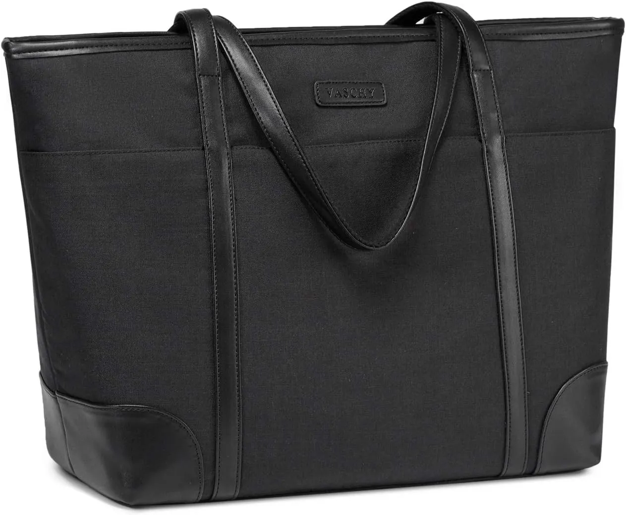 VASCHY Laptop Bag for Women, 15.6-17 Inch Lightweight Water Resistant Travel, Work,Teacher Tote Bag w Luggage Strap