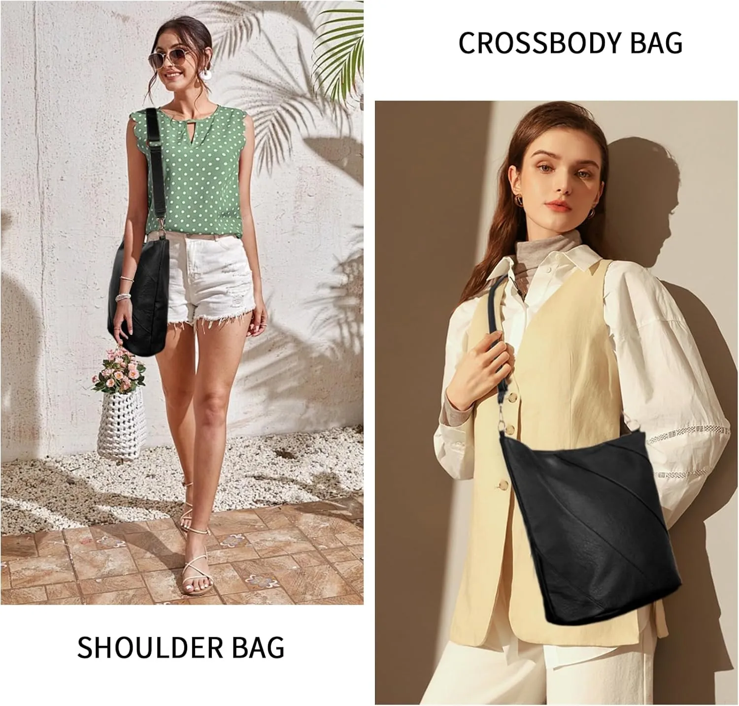 Vegan Leather Large Hobo Bags for Women Soft Purses Bucket Bag Shoulder Crossbody Messenger Bags