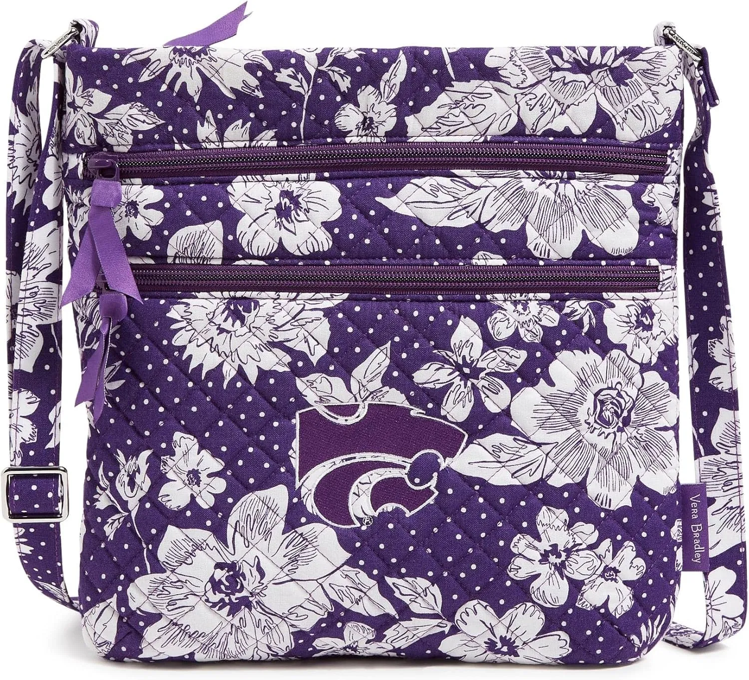 Vera Bradley Cotton Collegiate Triple Zip Hipster Crossbody Purse (Multiple Teams Available)