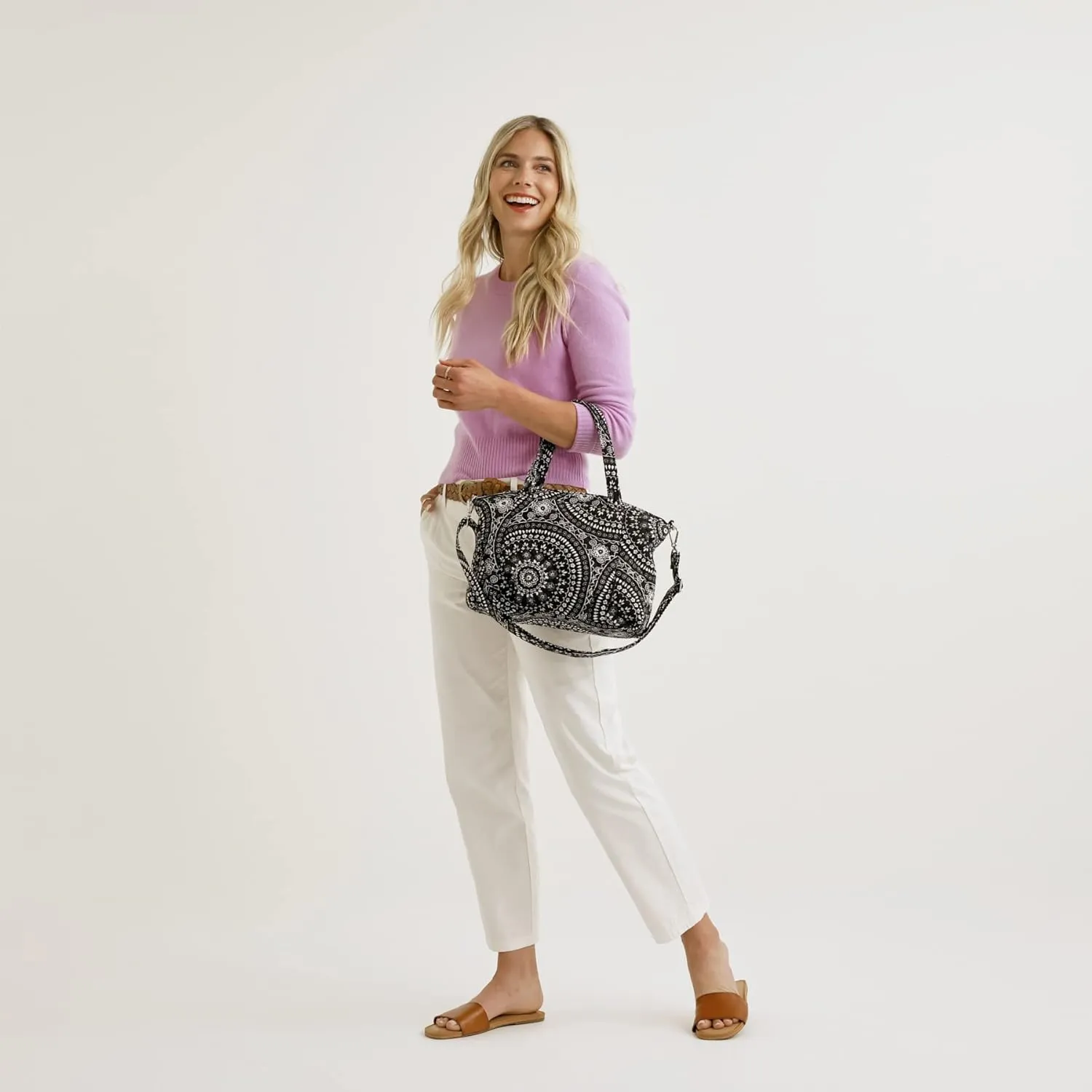 Vera Bradley Women's Cotton Pleated Multi-strap Shoulder Satchel Purse