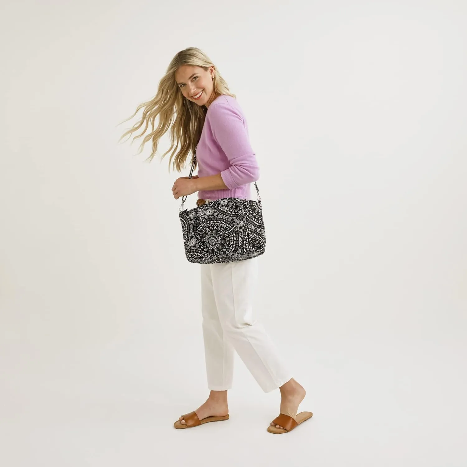 Vera Bradley Women's Cotton Pleated Multi-strap Shoulder Satchel Purse