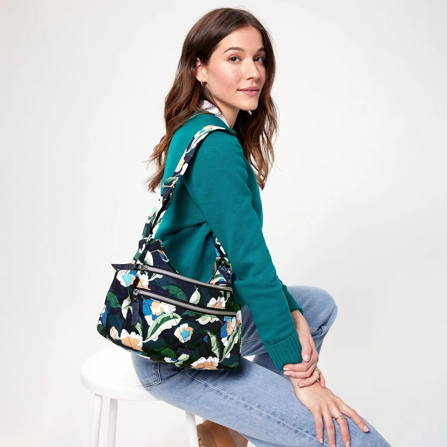 Vera Bradley Women's Performance Twill Triple Zip Shoulder Satchel Purse