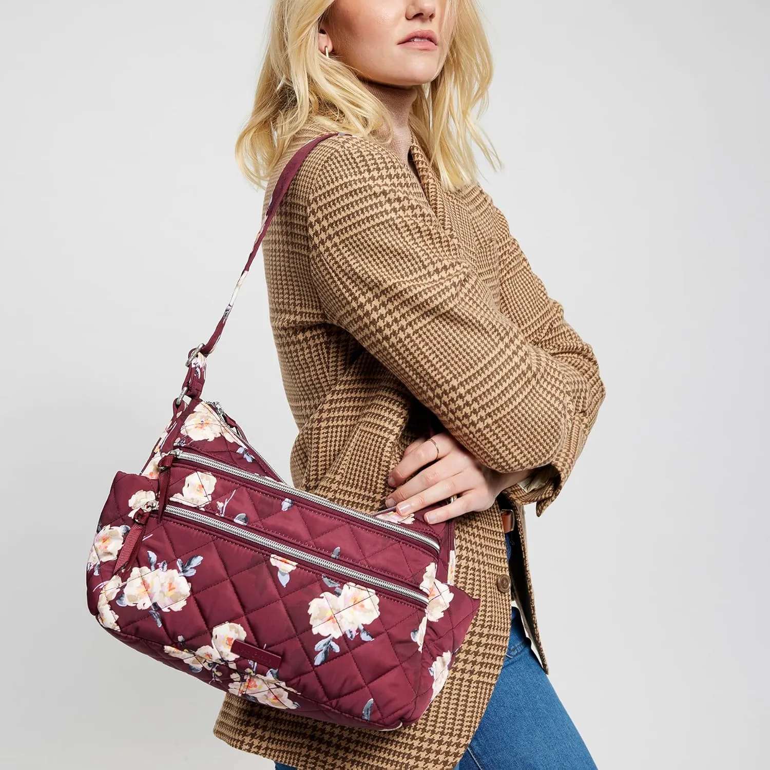 Vera Bradley Women's Performance Twill Triple Zip Shoulder Satchel Purse