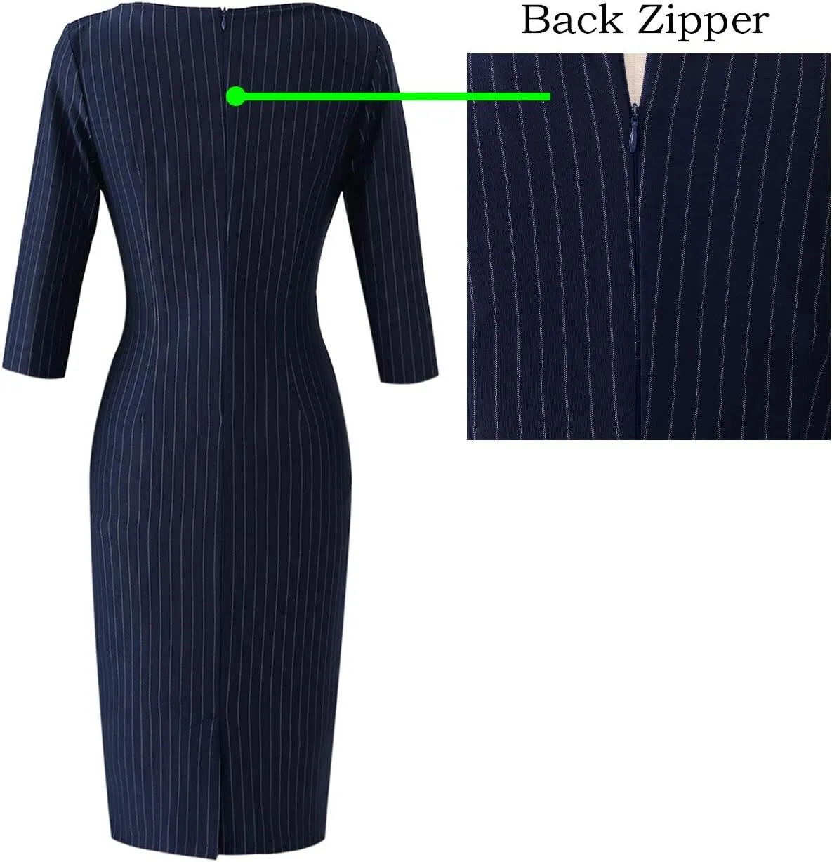 VFSHOW Womens Slim Zipper Up Work Business Office Party Bodycon Pencil Sheath Dress