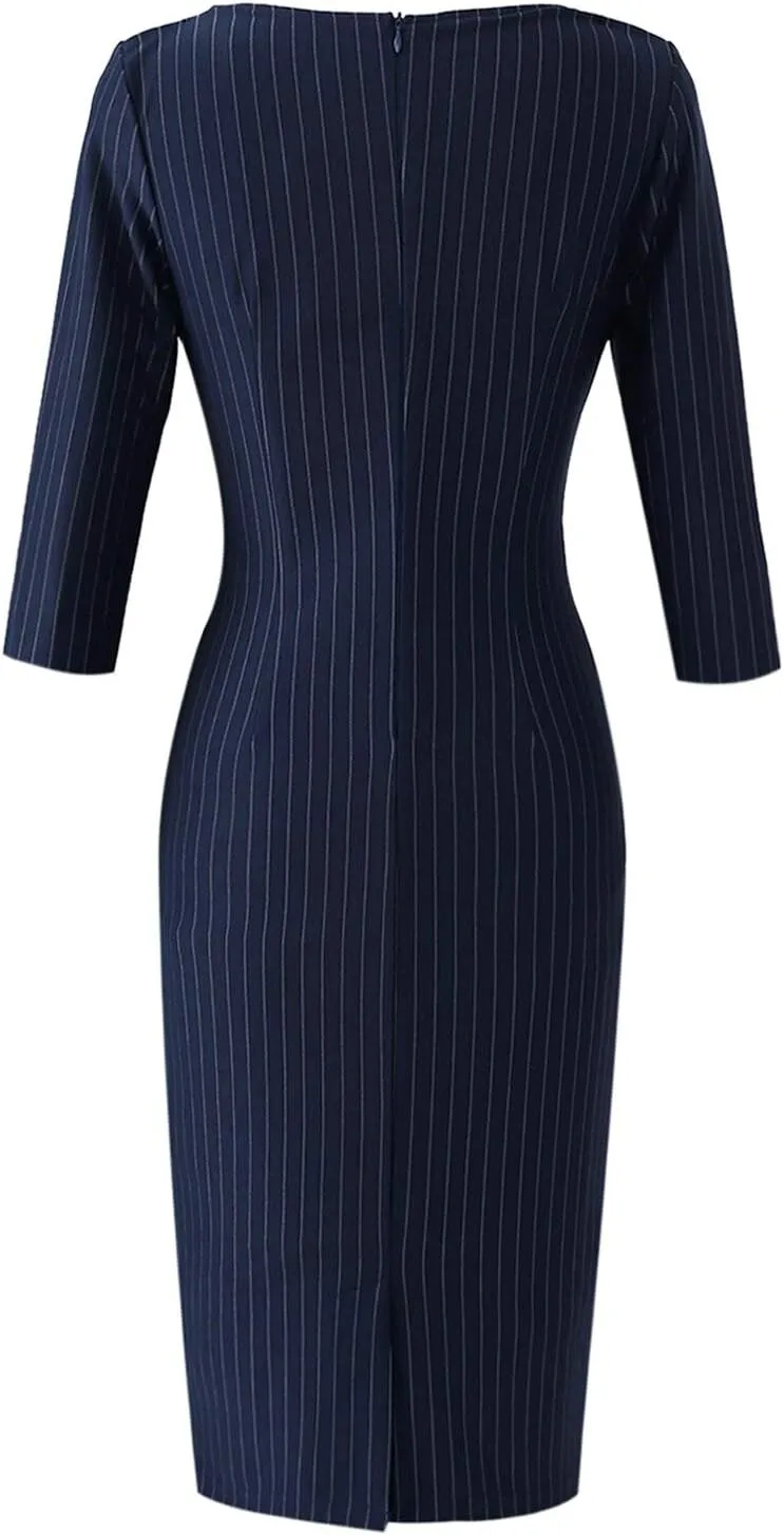 VFSHOW Womens Slim Zipper Up Work Business Office Party Bodycon Pencil Sheath Dress