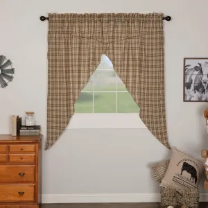 VHC Brands Farmhouse Window Curtains-Sawyer Mill Tan Prairie Panel Pair, One Size, Charcoal Black