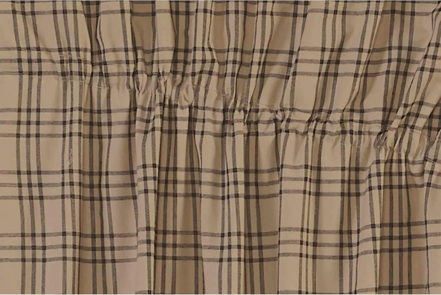 VHC Brands Farmhouse Window Curtains-Sawyer Mill Tan Prairie Panel Pair, One Size, Charcoal Black